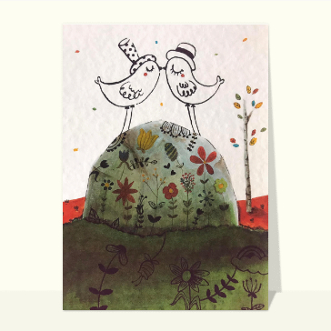 Carte Bisous de petits oiseaux