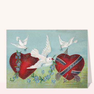 Les oiseaux de l`amour Cartes anciennes Saint Valentin