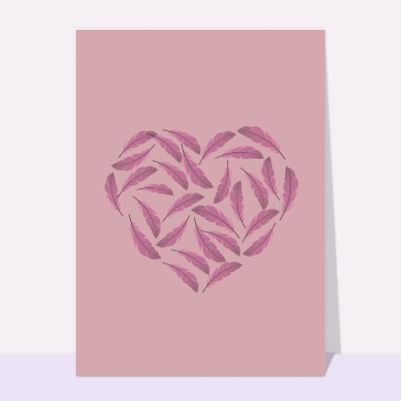 carte félicitations mariage : Coeur en plumes