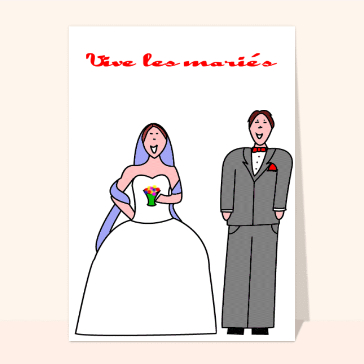 carte félicitations mariage : Vive les mariés dessin d'enfant