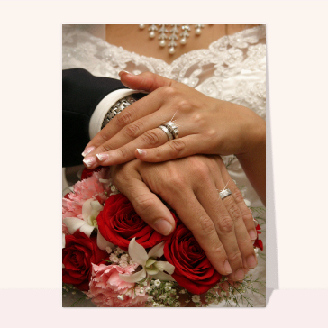 carte félicitations mariage : Mariage mains et bagues