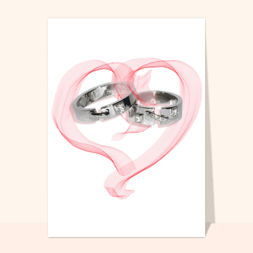carte félicitations mariage : Coeur et alliances