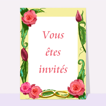 Invitation mariage et cadre fleuri