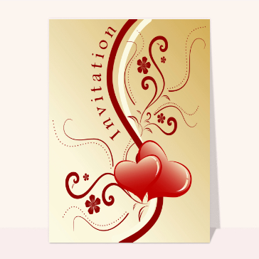 Invitation mariage et coeurs