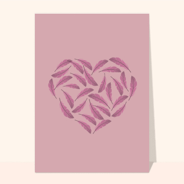 Un coeur en plumes pour un faire-part de mariage