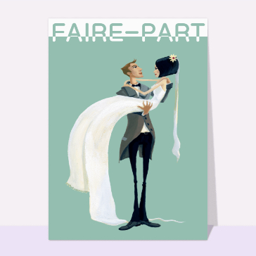 Faire-part mariage sur un fond vert