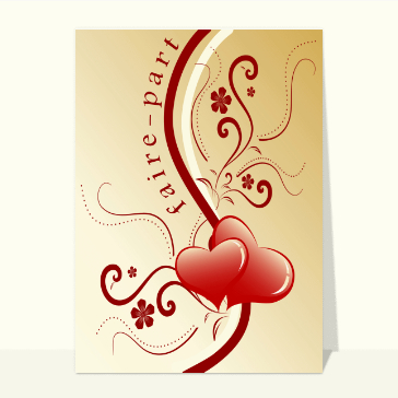 Faire-part mariage et coeurs