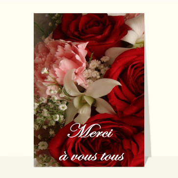 Carte remerciement mariage : Grosses roses remerciement mariage