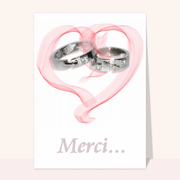 Remerciement mariage 2 bagues dans un coeur