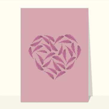 Coeur tout en plumes cartes d'anniversaire de mariage