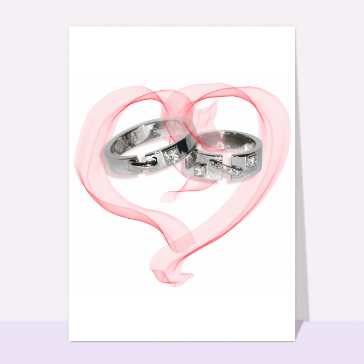 Amour coeur et bagues cartes d'anniversaire de mariage