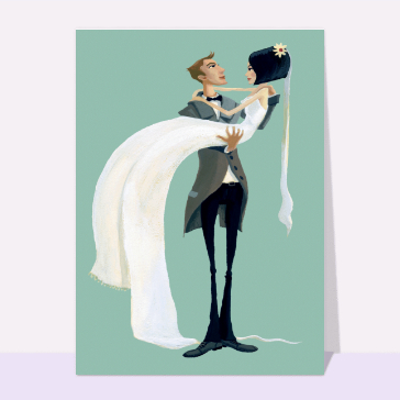 Mariee dans les bras cartes d'anniversaire de mariage