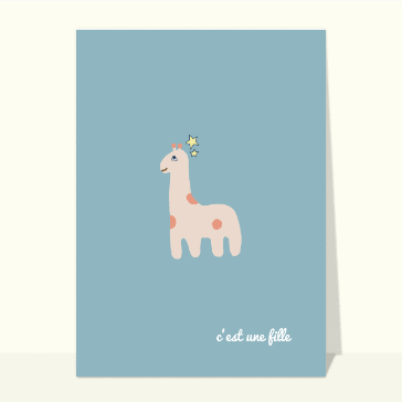 La petite girafe rose Faire-part naissance fille