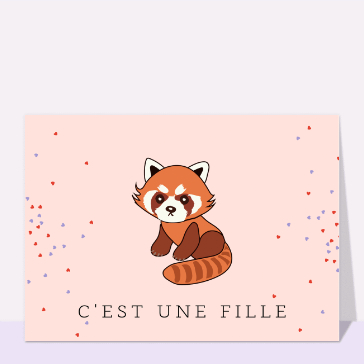 Carte C`est une fille petit panda roux