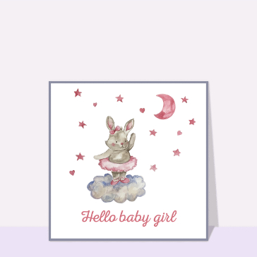 Carte félicitations naissance fille : Hello baby girl