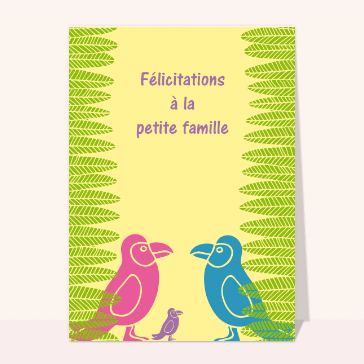 Carte de félicitations pour une naissance : Félicitations à la petite famille