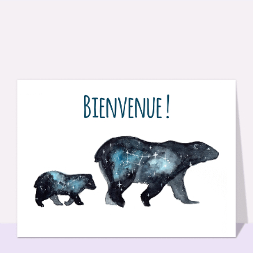Carte de félicitations pour une naissance : Naissance et constellations ours