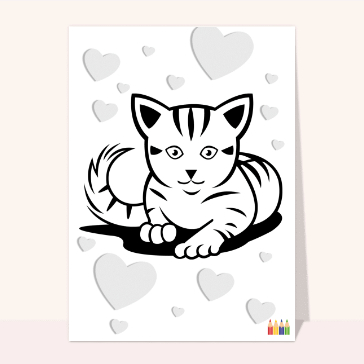 carte coloriage : Coloriage petit chat