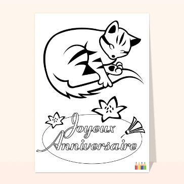 Coloriage anniversaire et chat