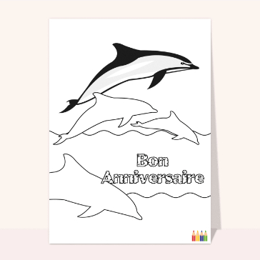 Coloriage bon anniversaire dauphins