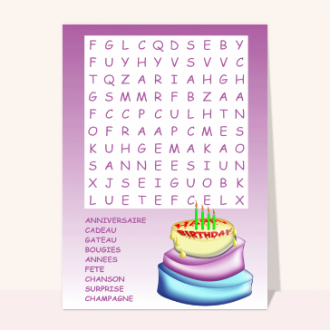 Jeux ludiques : Mots caches anniversaire