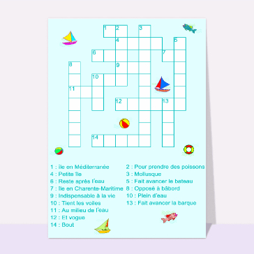 Jeux ludiques : Mots croises de la mer