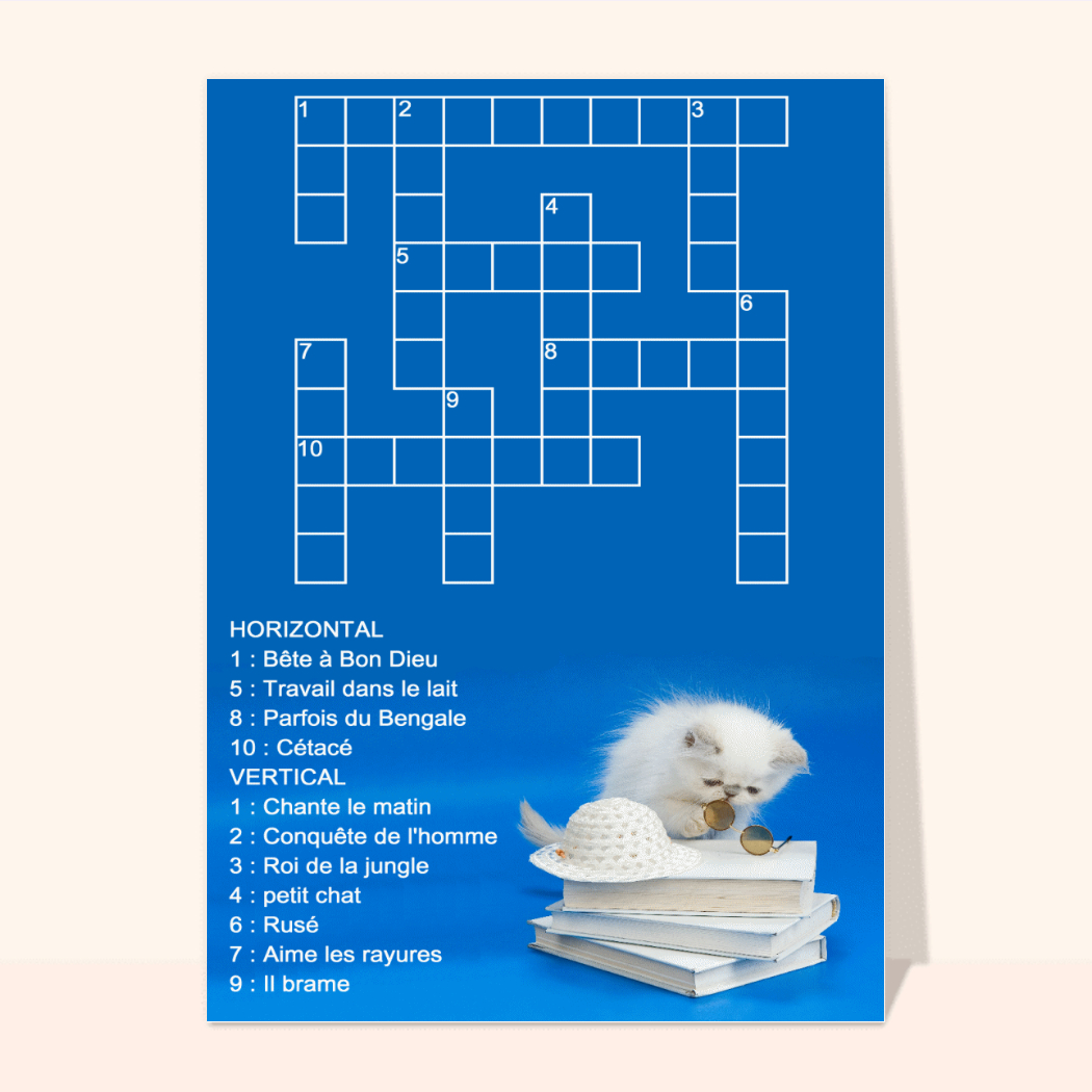 Jeu De Jeux De Cartes Mots Croisés Carte Mots Croises Petit Chat : Envoyer une vraie Carte Des Mots Pour Jouer  dès 0,99€ - Merci Facteur