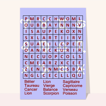 Jeux ludiques : Mots caches astrologie
