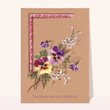 Remerciements condoléances aquarelle de pensées
