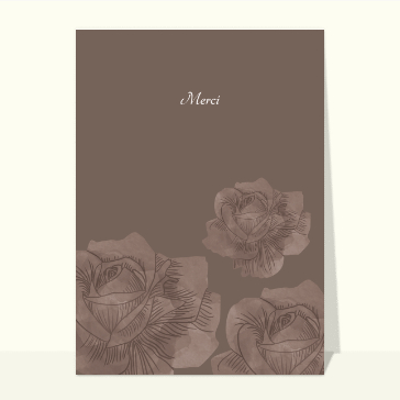 Carte remerciement condoléances : Fleurs sur un fond marron