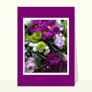Faire-part de décès avec des fleurs violettes