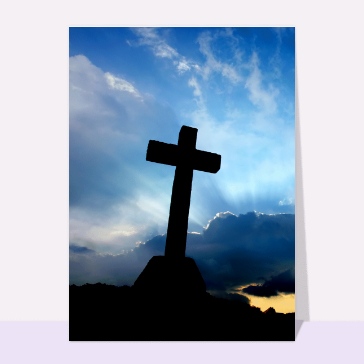 Carte condoléances religieuses : Croix dans le ciel