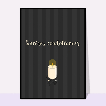 Carte Sincères condoléances avec une bougie dessinée