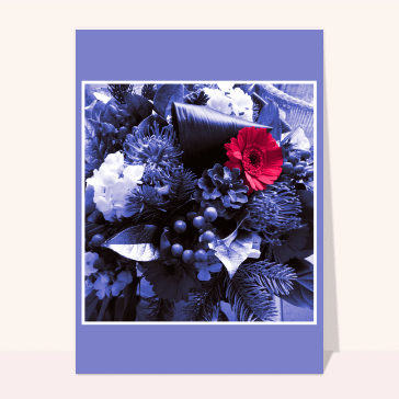 Carte condoléances fleurs : Des fleurs sur un fond violet