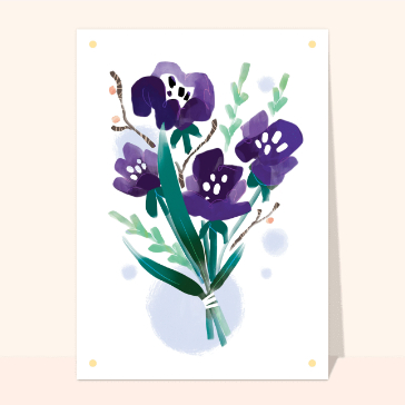 Décès et condoléances : Fleurs violettes à l`aquarelle