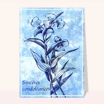 Condoléances et fleur en gravure et monotype