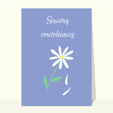 Carte Condoléances et quelques pétales qui tombent