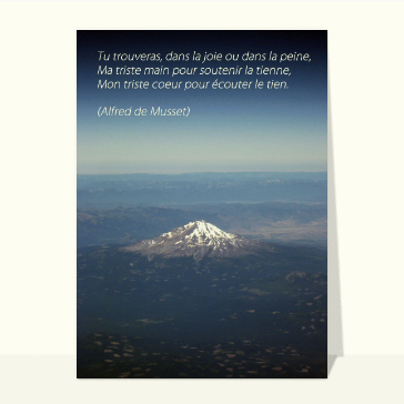 Citation de De Musset sur un fond de montagne