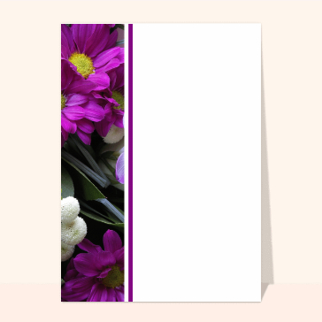Carte condoléances personnalisée : Une bande de fleurs à gauche