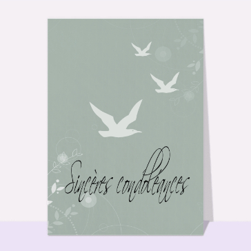 Sincères condoléances avec des oiseaux
