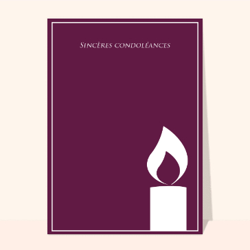 carte condoléances : Une bougie sur un fond violet