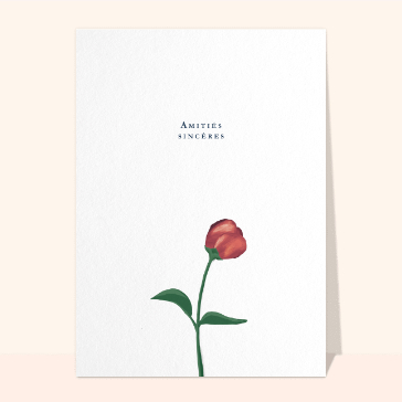 carte condoléances : Amitiés sincères avec une fleur