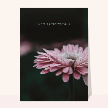 De tout coeur avec vous et fleur rose