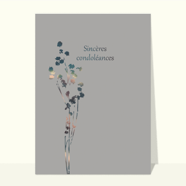 Sincères condoléances sur fond gris