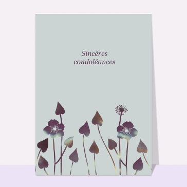 Sincères condoléances fleurs sur fond gris