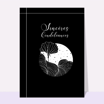 carte condoléances : Condoléances florales noire