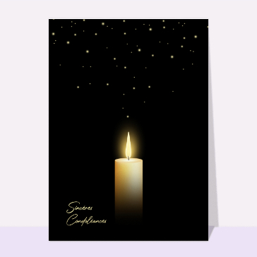 Sincères condoléances et bougie étoilée