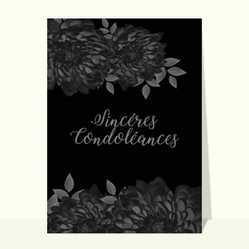 Sincères condoléances design sobre et chrysanthèmes