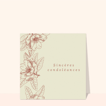 Sincères condoléances et fleurs dessinées cartes condoléances