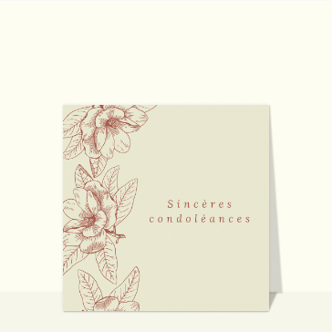 Sincères condoléances et fleurs dessinées
